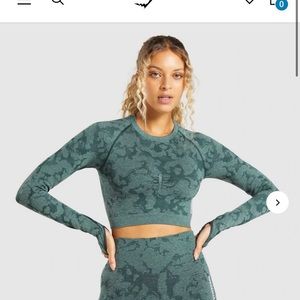 Gymshark adapt camo seamless long sleeve crop top